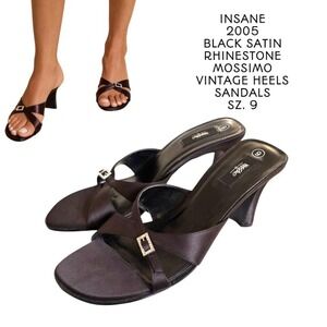 2005 VINTAGE INSANE SATIN RHINESTONE MOSSIMO SANDALS HEELS SIZE 9 LIKE NEW